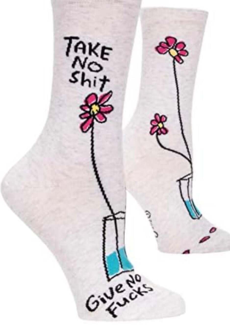 Blue Q Take No Shit Give No Fucks Women's Novelty Crew Socks